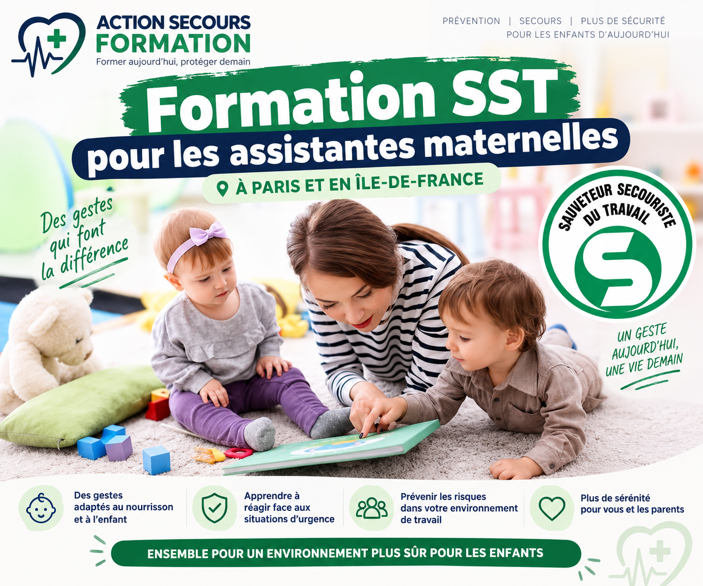 Formation SST pour assistante maternelle à Paris et en Île-de-France